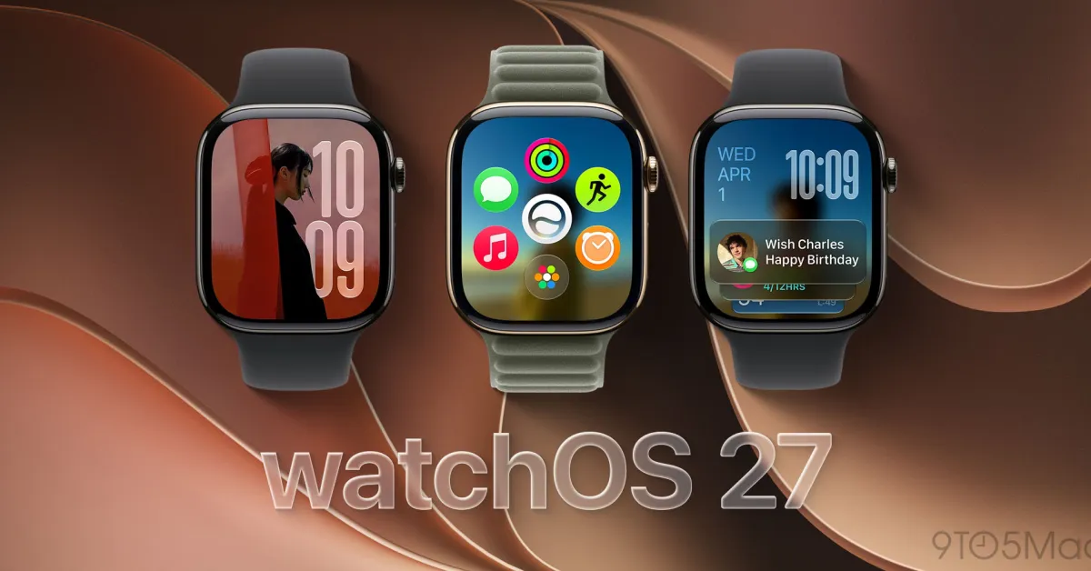 Mockup of a hypothetical Liquid Glass slider interface on an Apple Watch, showcasing potential design changes in watchOS 27.